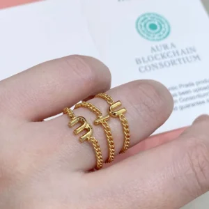 Miu Miu Women Metal Ring Featuring Three Slim Chain Bands and Logo