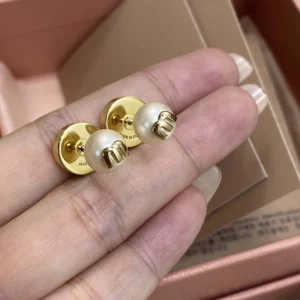 Miu Miu Women Metal and Pearl Earrings 5IO5292G9O
