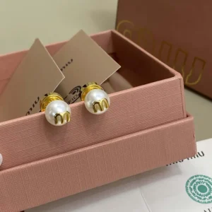 Miu Miu Women Metal and Pearl Earrings 5IO5292G9O