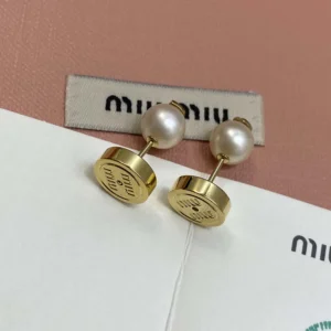 Miu Miu Women Metal and Pearl Earrings 5IO5292G9O