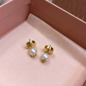 Miu Miu Women Metal and Pearl Earrings 5IO5292G9O