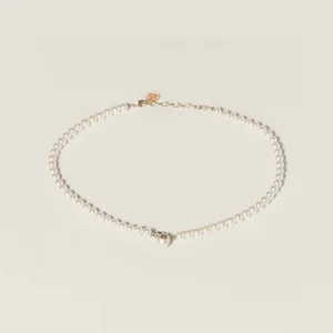 Miu Miu Women Metal and Pearl Necklace 5IC3472G9O