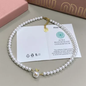 Miu Miu Women Metal and Pearl Necklace 5IC3472G9O