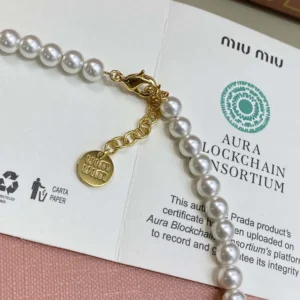 Miu Miu Women Metal and Pearl Necklace 5IC3472G9O