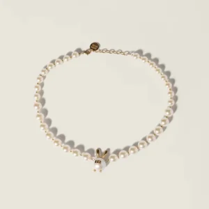 Miu Miu Women Metal and Pearl Necklace 5IC3482G9O