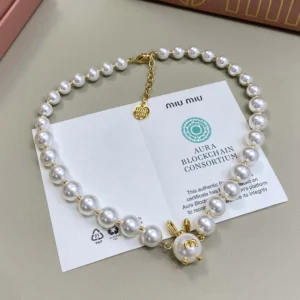 Miu Miu Women Metal and Pearl Necklace 5IC3482G9O