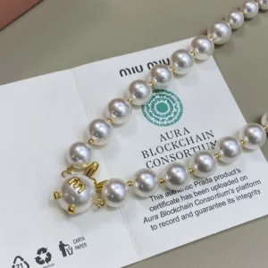 Miu Miu Women Metal and Pearl Necklace 5IC3482G9O