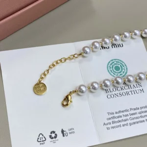 Miu Miu Women Metal and Pearl Necklace 5IC3482G9O
