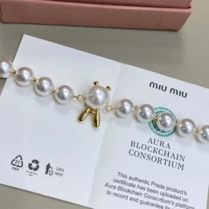 Miu Miu Women Metal and Pearl Necklace 5IC3482G9O