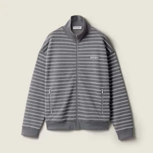 Miu Miu Women Striped Cotton Fleece Jacket MJLA69