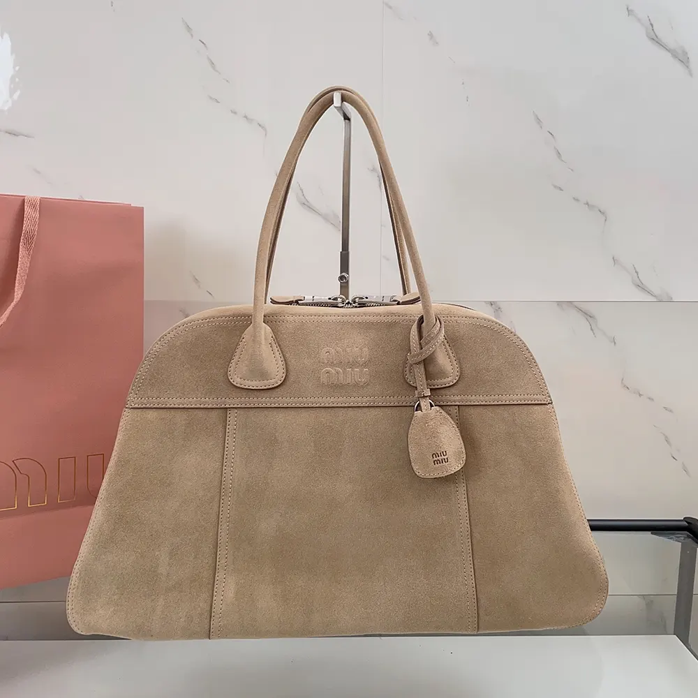 Miu Miu Women Vivant Suede Bag Ecru 5BB195 2 Miu Miu Women Vivant Suede Bag Ecru 5BB195