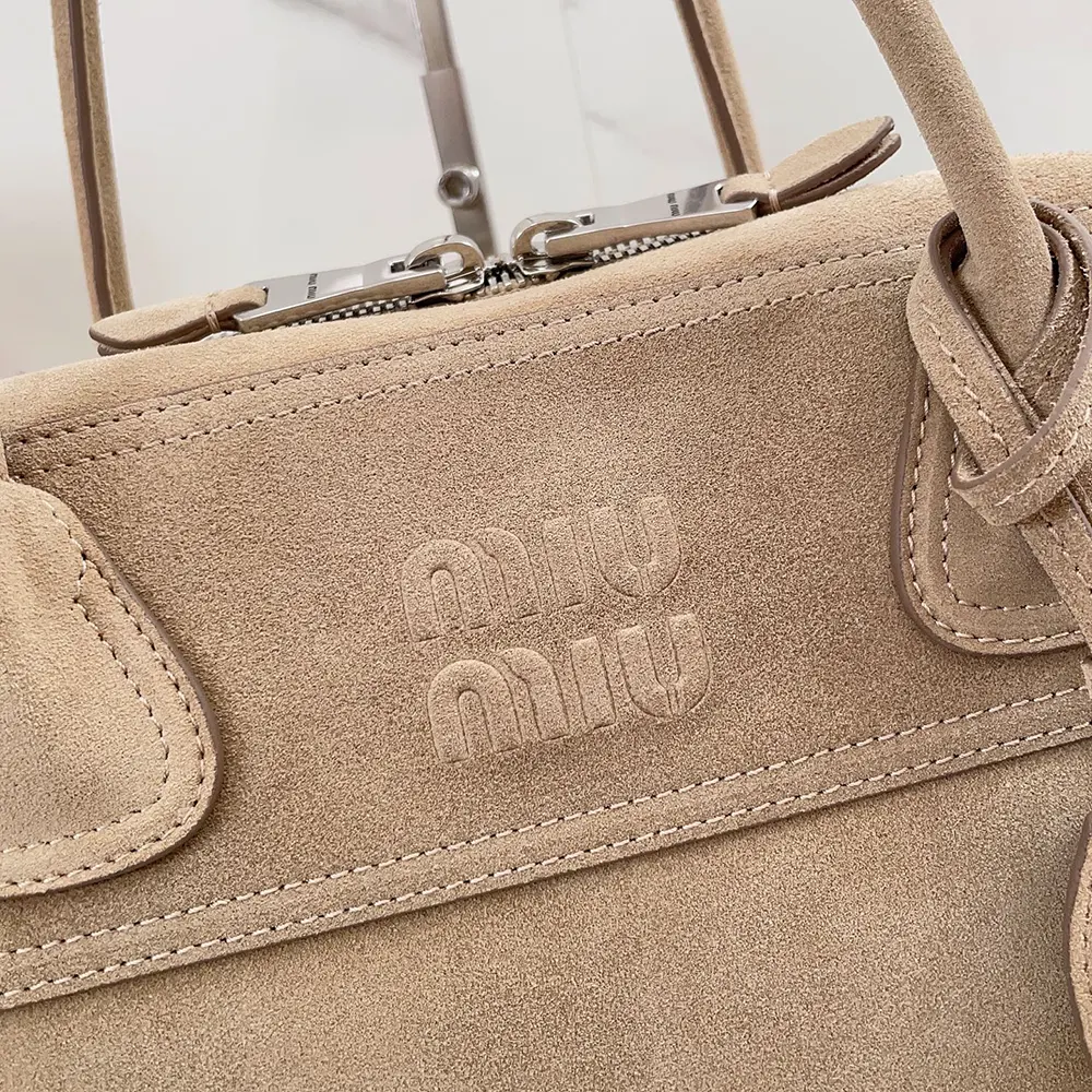 Miu Miu Women Vivant Suede Bag Ecru 5BB195 9 Miu Miu Women Vivant Suede Bag Ecru 5BB195