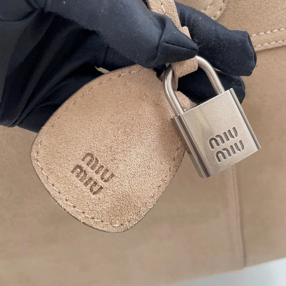 Miu Miu Women Vivant Suede Bag Ecru 5BB195 7 Miu Miu Women Vivant Suede Bag Ecru 5BB195