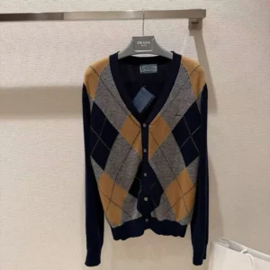 Prada Men Argyle Cashmere Cardigan P25O486519