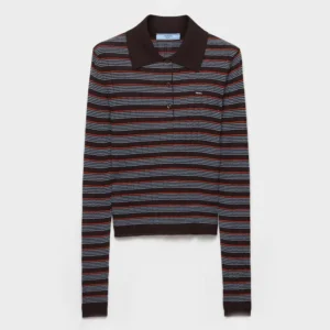 Prada Men Striped Cashmere and Silk Polo Shirt P24G3A