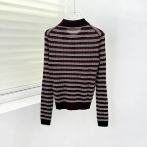 Prada Men Striped Cashmere and Silk Polo Shirt P24G3A