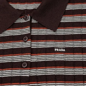 Prada Men Striped Cashmere and Silk Polo Shirt P24G3A