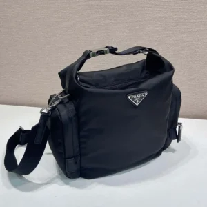 Prada Unisex Re-Nylon And Saffiano Leather Shoulder Bag Black