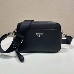 Prada Unisex Saffiano Leather Shoulder Bag Black 2VH210