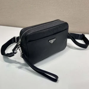 Prada Unisex Saffiano Leather Shoulder Bag Black 2VH210