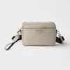Prada Unisex Saffiano Leather Shoulder Bag Chalk White 2VH210