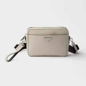 Prada Unisex Saffiano Leather Shoulder Bag Chalk White 2VH210