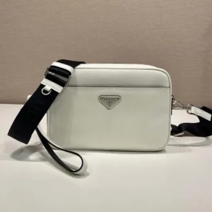 Prada Unisex Saffiano Leather Shoulder Bag Chalk White 2VH210