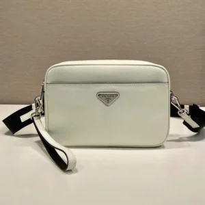 Prada Unisex Saffiano Leather Shoulder Bag Chalk White 2VH210