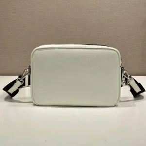 Prada Unisex Saffiano Leather Shoulder Bag Chalk White 2VH210
