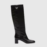 Prada Women Brushed Leather Boots in 55mm Heel Black