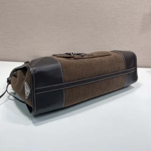 Prada Women Prada Bonnie Large Corduroy and Leather Handbag
