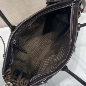Prada Women Prada Bonnie Large Corduroy and Leather Handbag