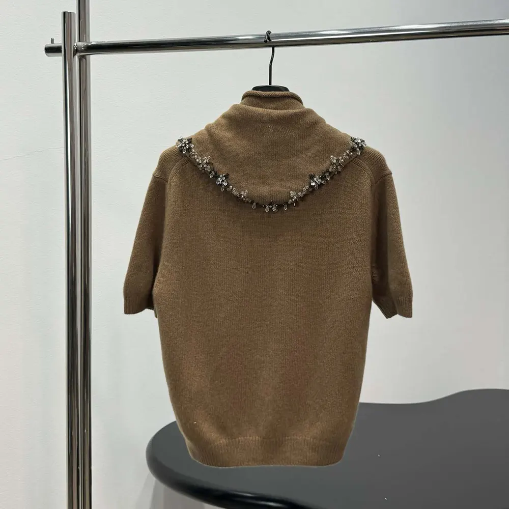 Prada Women Short-Sleeved Cashmere Sweater With Scarf P24D3G 3 Prada Women Short-Sleeved Cashmere Sweater With Scarf P24D3G