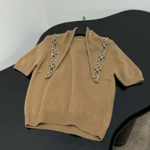 Prada Women Short-Sleeved Cashmere Sweater With Scarf P24D3G