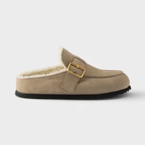 Prada Women Suede Mules Desert Beige 1R548O
