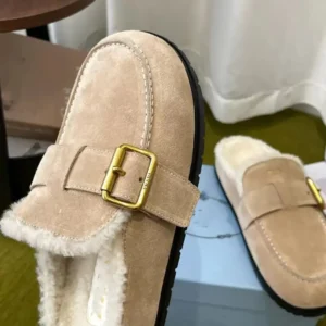 Prada Women Suede Mules Desert Beige 1R548O