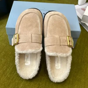 Prada Women Suede Mules Desert Beige 1R548O