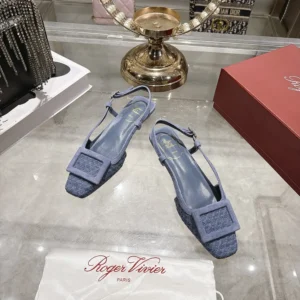 Roger Vivier Women Gommettine Slingback Ballerinas In Jacquard Denim