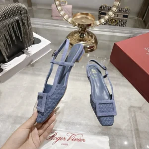 Roger Vivier Women Gommettine Slingback Ballerinas In Jacquard Denim