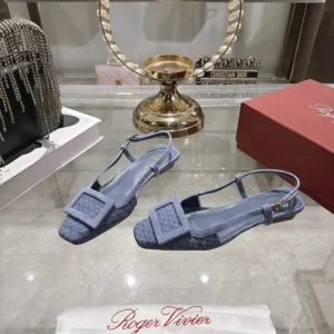 Roger Vivier Women Gommettine Slingback Ballerinas In Jacquard Denim