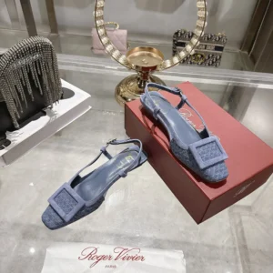 Roger Vivier Women Gommettine Slingback Ballerinas In Jacquard Denim