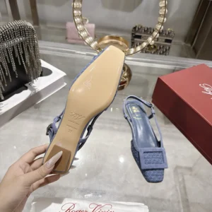 Roger Vivier Women Gommettine Slingback Ballerinas In Jacquard Denim