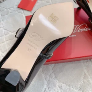Roger Vivier Women Mary Jane Virgule 55 Mules in Patent Leather-Black