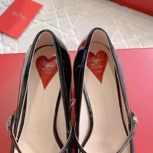Roger Vivier Women Mary Jane Virgule 55 Mules in Patent Leather-Black