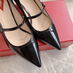 Roger Vivier Women Mary Jane Virgule 55 Mules in Patent Leather-Black