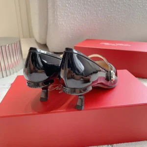 Roger Vivier Women Mary Jane Virgule 55 Mules in Patent Leather-Black