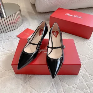 Roger Vivier Women Mary Jane Virgule 55 Mules in Patent Leather-Black