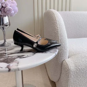 Roger Vivier Women Mary Jane Virgule 55 Mules in Patent Leather-Black