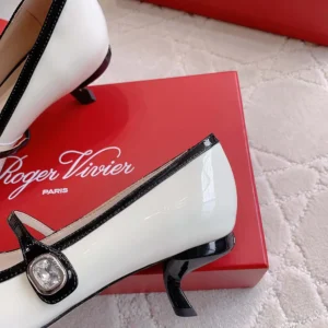 Roger Vivier Women Mary Jane Virgule 55 Mules in Patent Leather-Black