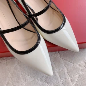 Roger Vivier Women Mary Jane Virgule 55 Mules in Patent Leather-White